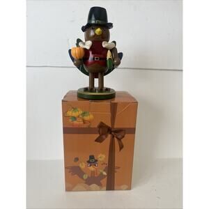 Adorable 8” Fall Thanksgiving Turkey Nutcracker Wood Pumpkin Pilgrim